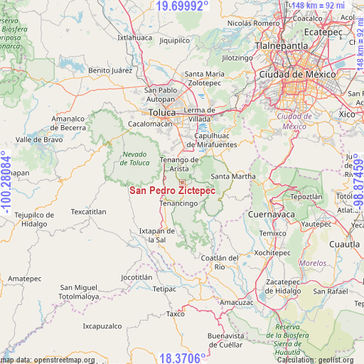 San Pedro Zictepec on map