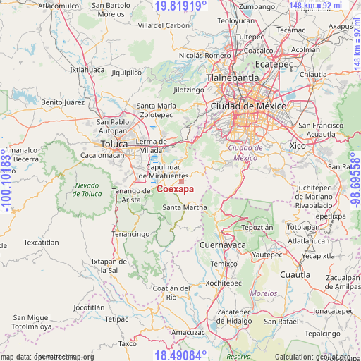 Coexapa on map
