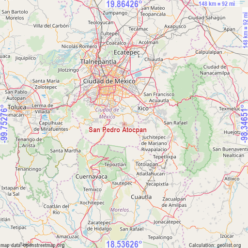 San Pedro Atocpan on map