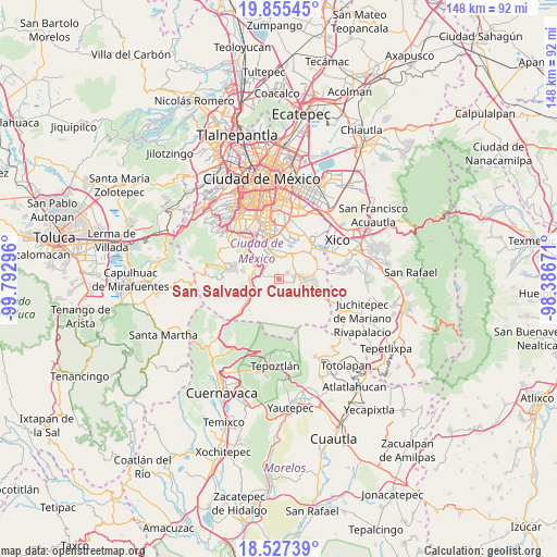 San Salvador Cuauhtenco on map