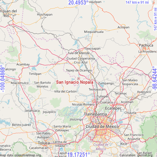 San Ignacio Nopala on map