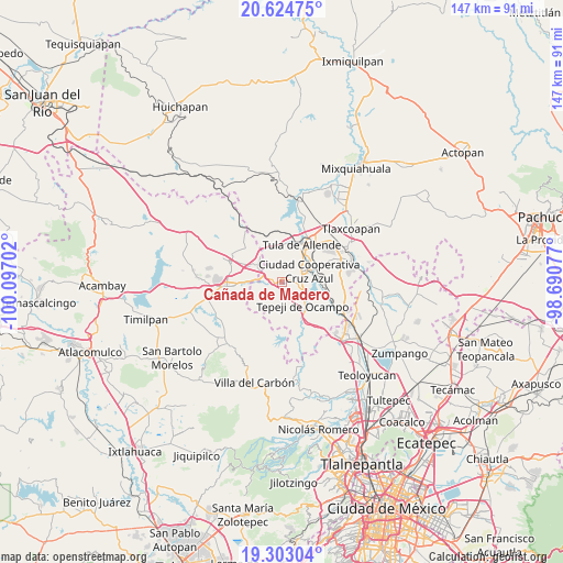 Cañada de Madero on map
