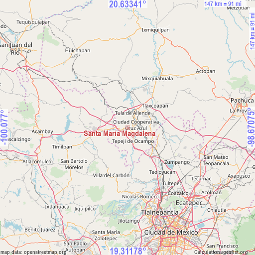 Santa María Magdalena on map