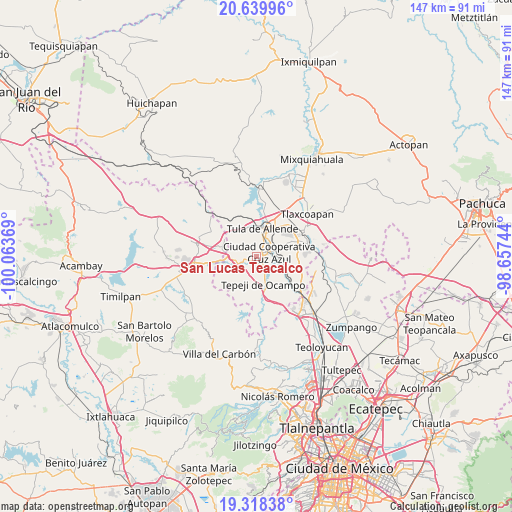 San Lucas Teacalco on map