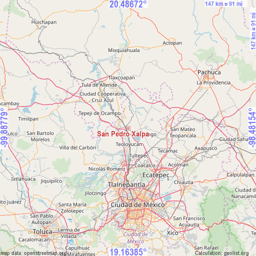 San Pedro Xalpa on map