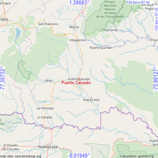 Puerto Caicedo on map