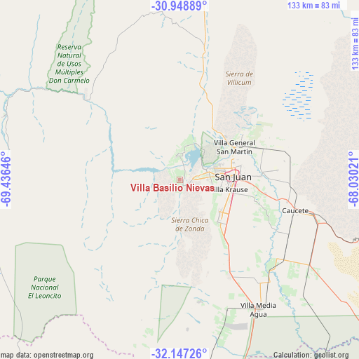 Villa Basilio Nievas on map