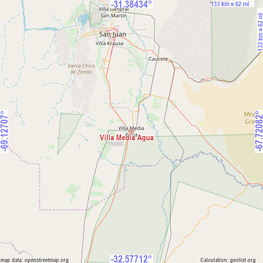 Villa Media Agua on map