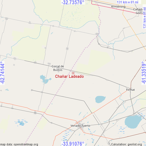 Chañar Ladeado on map