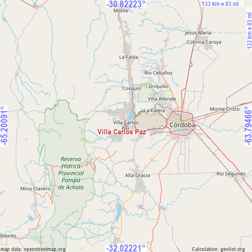 Villa Carlos Paz on map