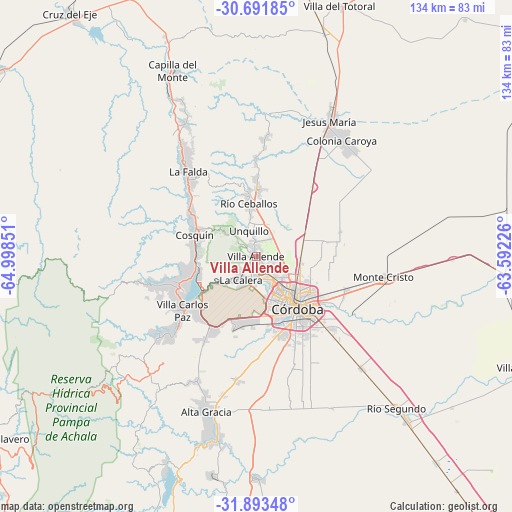 Villa Allende on map