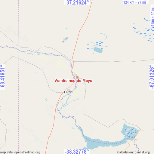 Veinticinco de Mayo on map