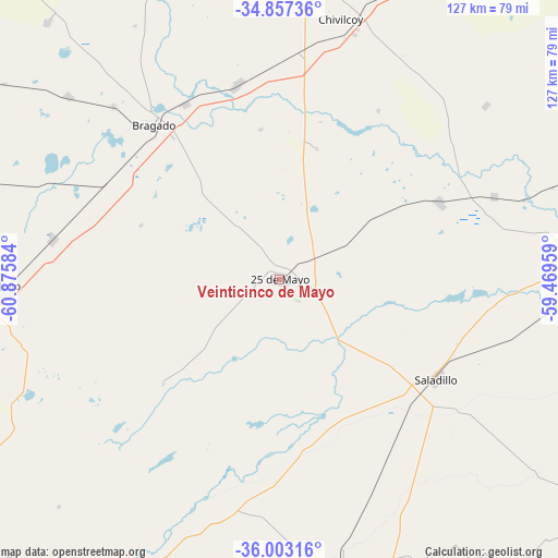 Veinticinco de Mayo on map