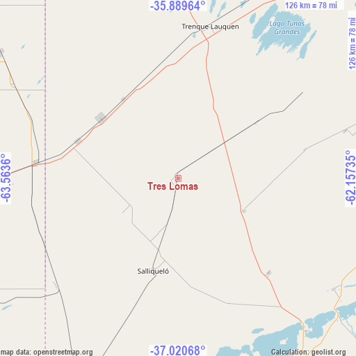 Tres Lomas on map