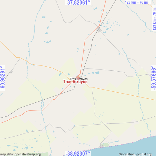 Tres Arroyos on map