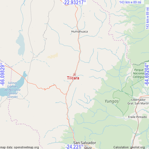 Tilcara on map