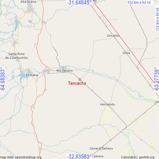 Tancacha on map