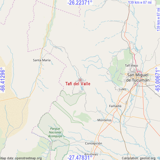 Tafí del Valle on map