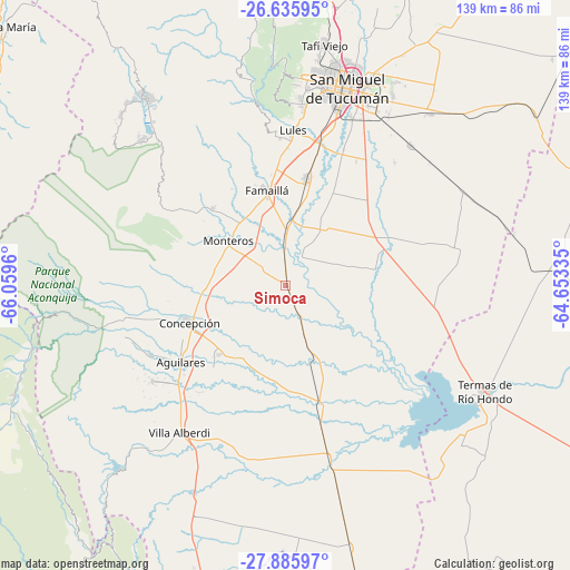 Simoca on map