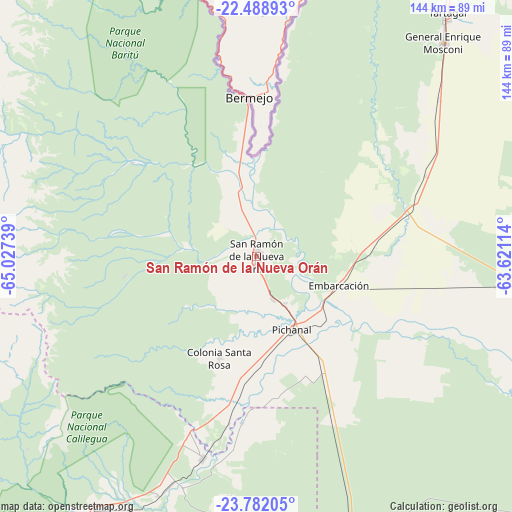 San Ramón de la Nueva Orán on map