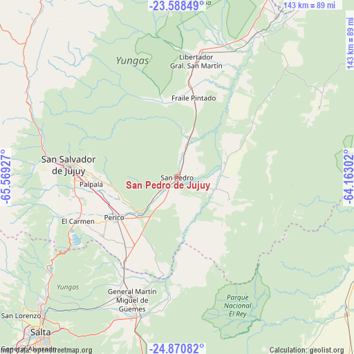 San Pedro de Jujuy on map