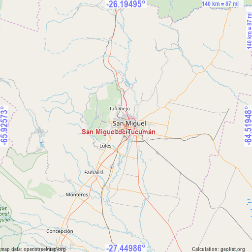 San Miguel de Tucumán on map