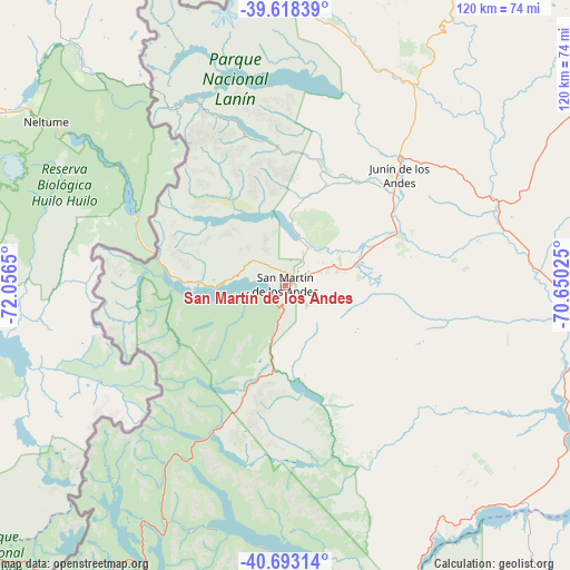 San Martín de los Andes on map