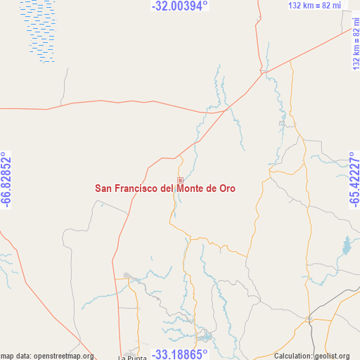 San Francisco del Monte de Oro on map