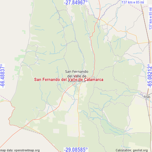 San Fernando del Valle de Catamarca on map