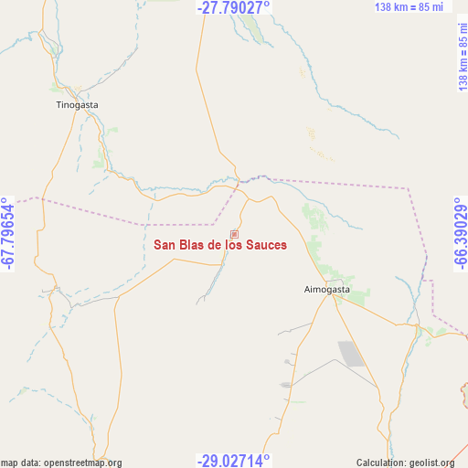 San Blas de los Sauces on map