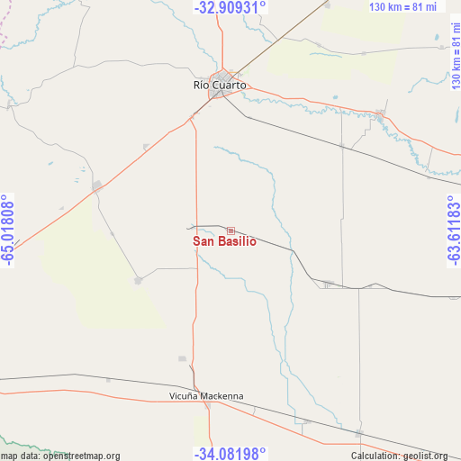 San Basilio on map