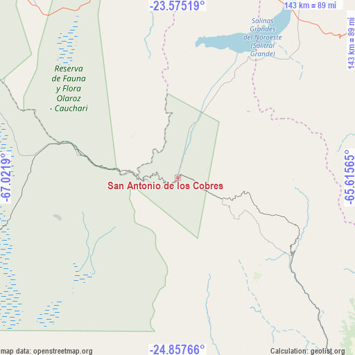 San Antonio de los Cobres on map