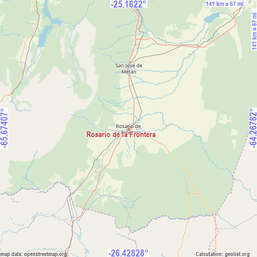 Rosario de la Frontera on map
