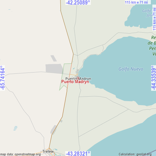 Puerto Madryn on map