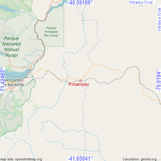 Pilcaniyeu on map