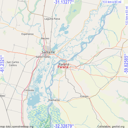 Paraná on map