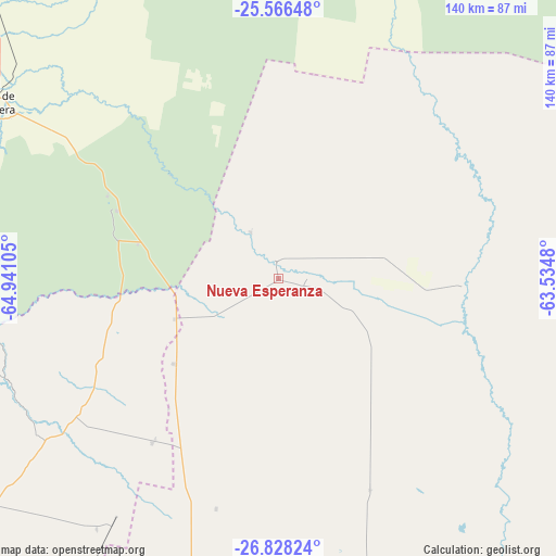 Nueva Esperanza on map