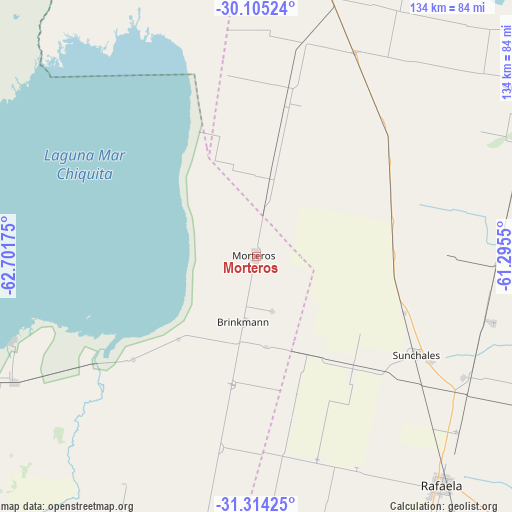 Morteros on map