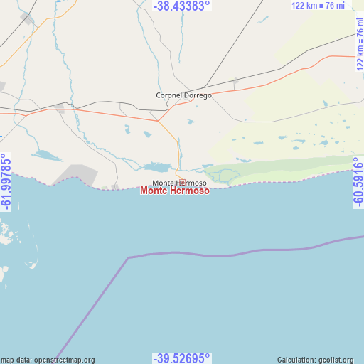 Monte Hermoso on map