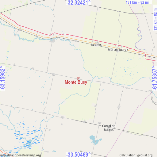 Monte Buey on map
