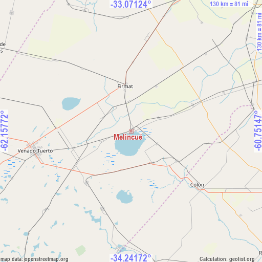 Melincué on map