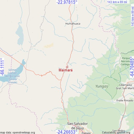 Maimará on map