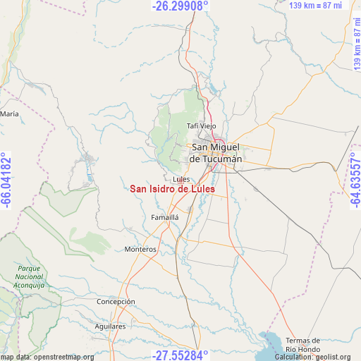 San Isidro de Lules on map