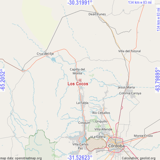 Los Cocos on map