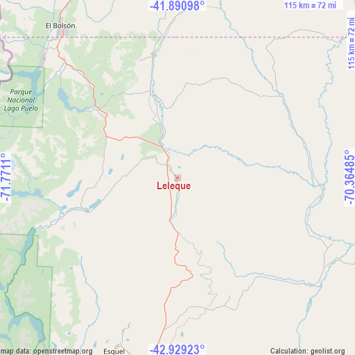 Leleque on map