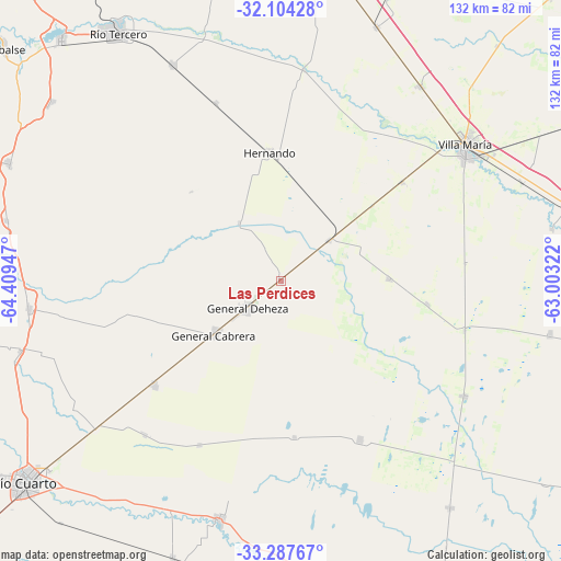 Las Perdices on map
