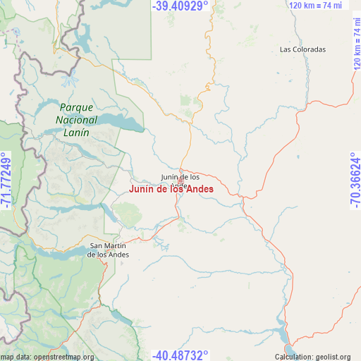 Junín de los Andes on map