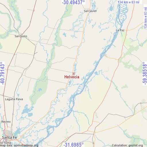 Helvecia on map
