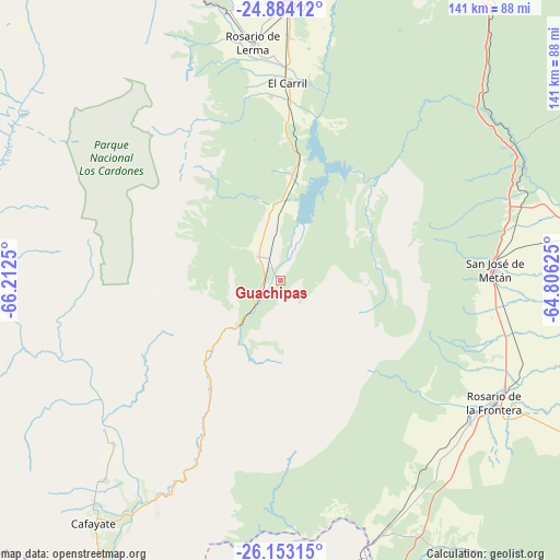 Guachipas on map