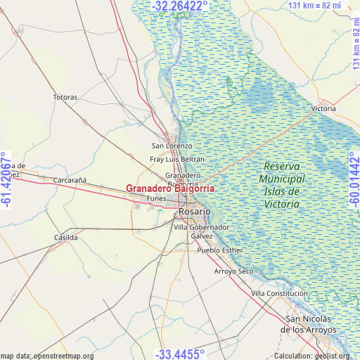 Granadero Baigorria on map
